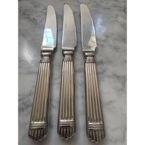 Wallace Silver Chardonnay Stainless Steel Dinner Knives Set of 3 Ribbed 9.25"
